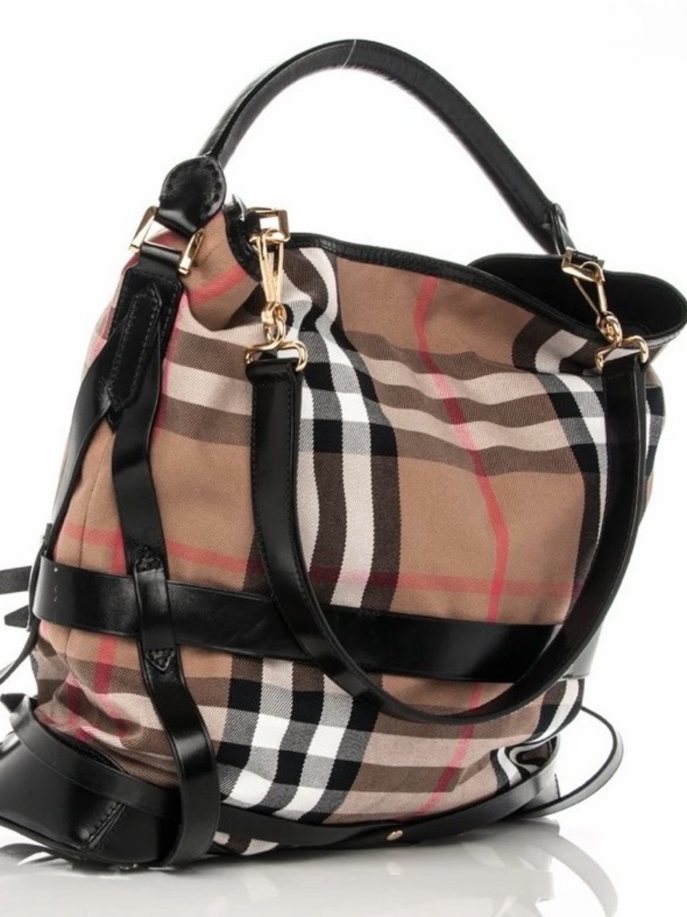 Burberry Bridle Whipstitch House Check Gosford Hobo Bag in Black - Authentic - Picture 7 of 8